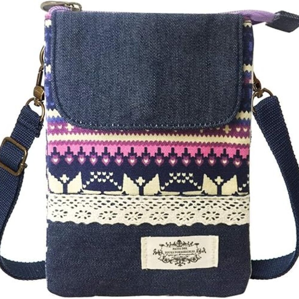 Purple Small Multi-Pocket Crossbody Bag